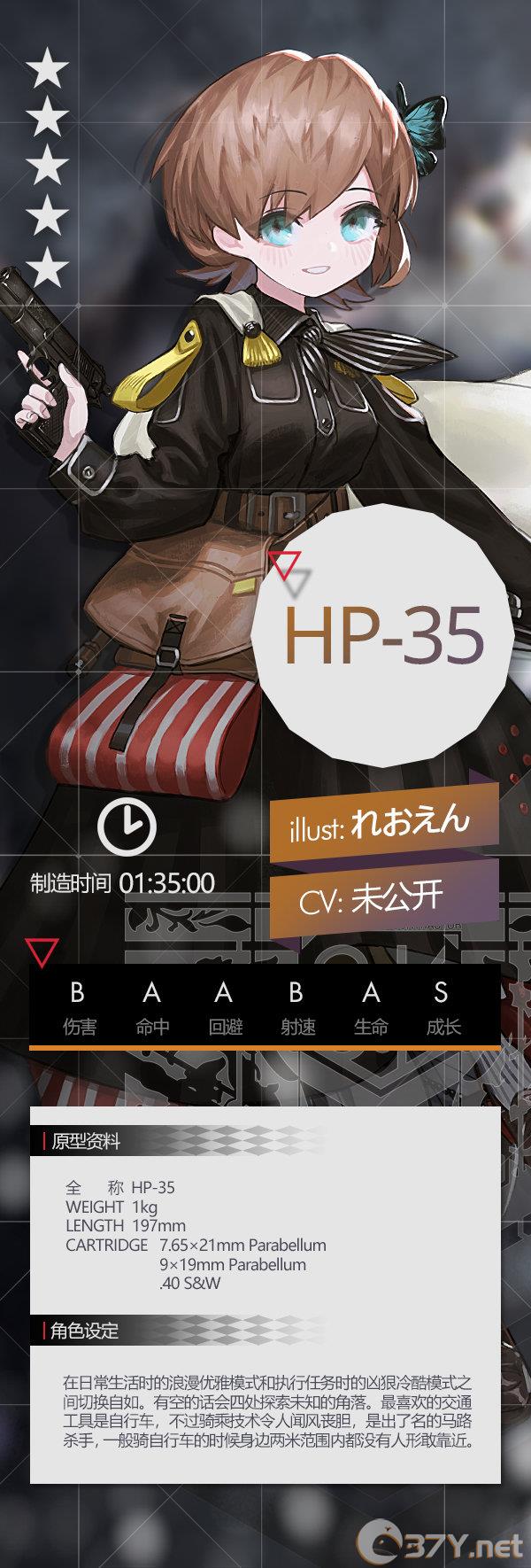 《少女前线》全新五星手枪人形HP-35登场